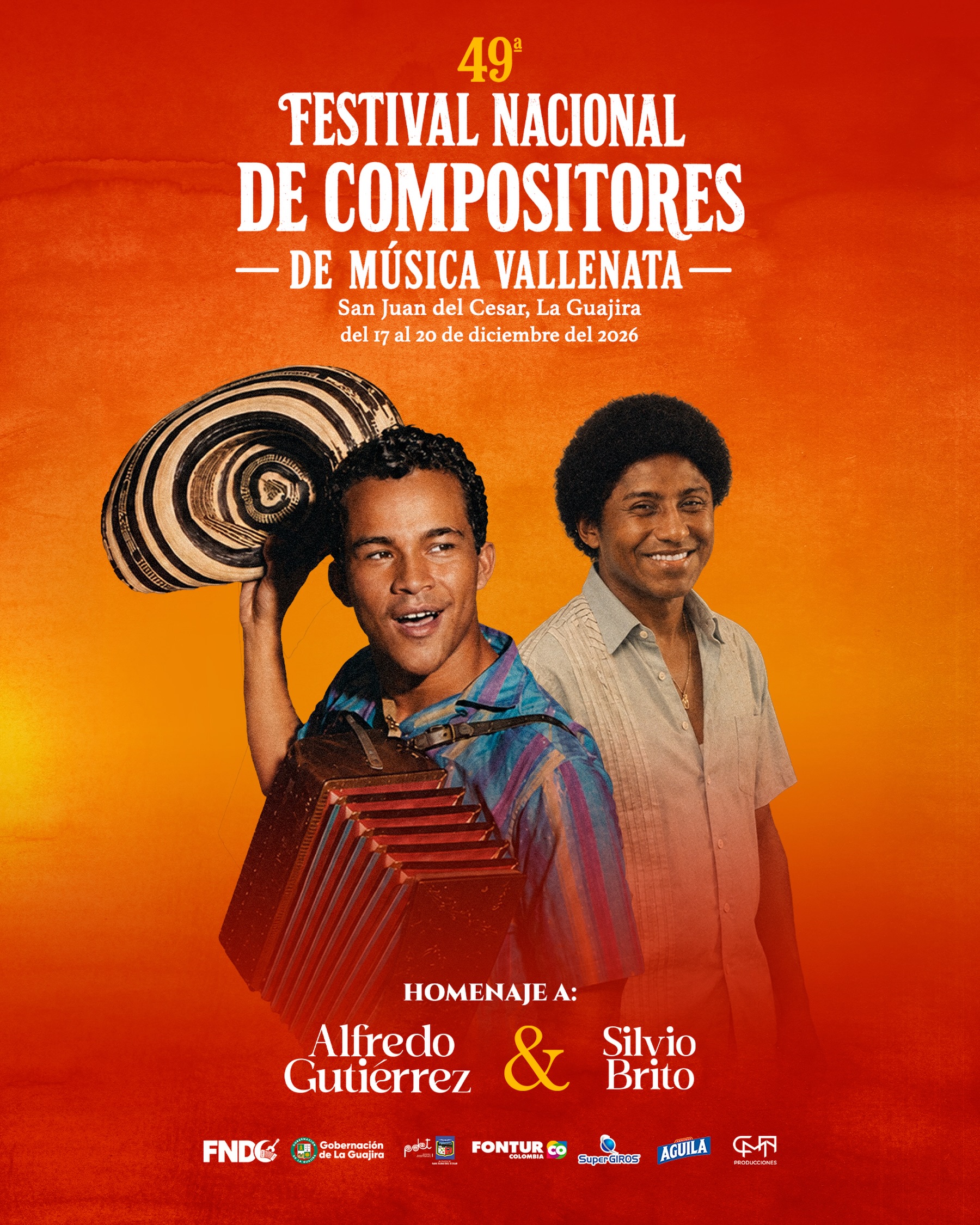Afiche oficial del 49.º Festival Nacional de Compositores, del 17 al 20 de diciembre de 2026, en homenaje a Alfredo Gutiérrez y Silvio Brito